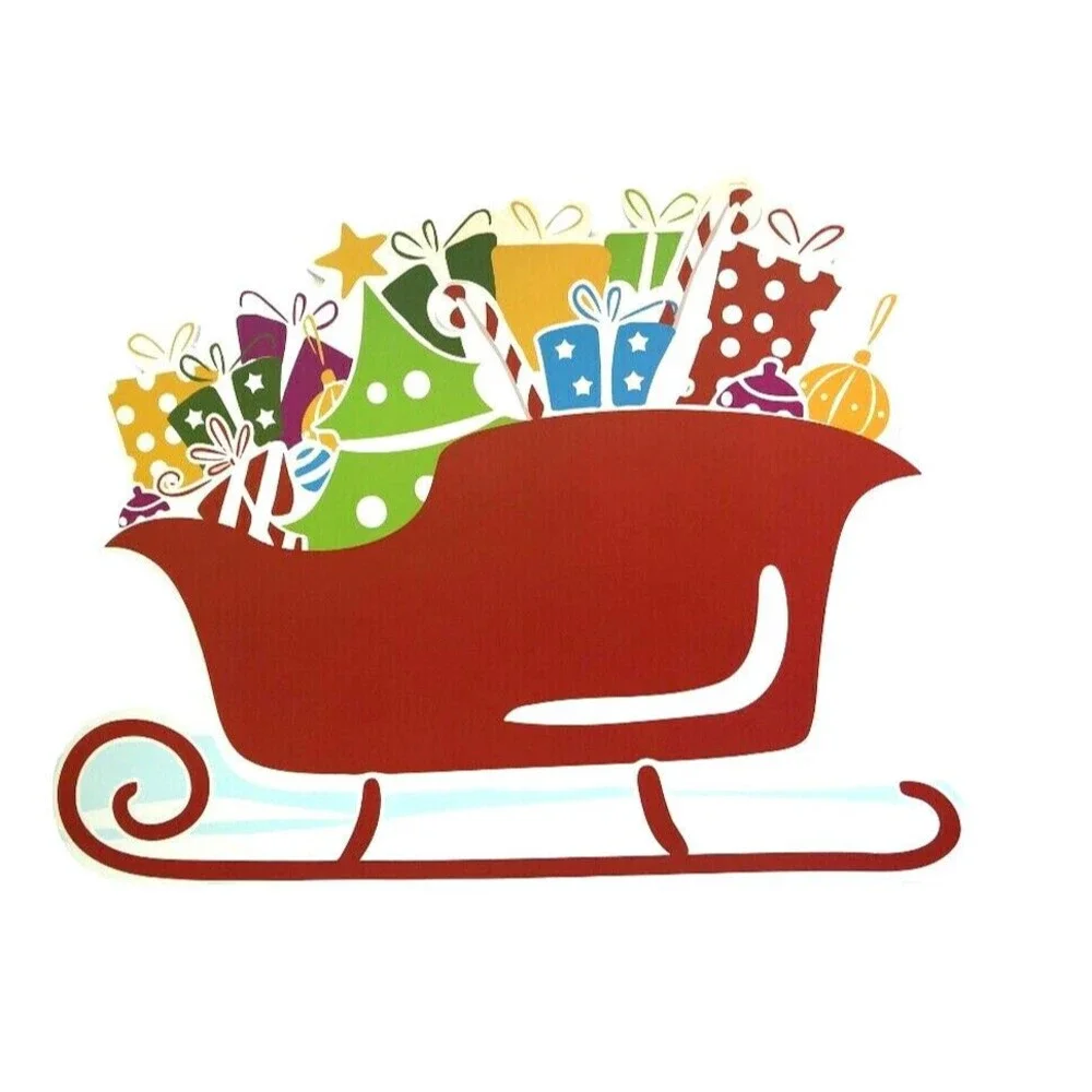 Christmas Santa Sleigh Sled Red Placemats Set of 4 Vinyl Foam Back Kids Table